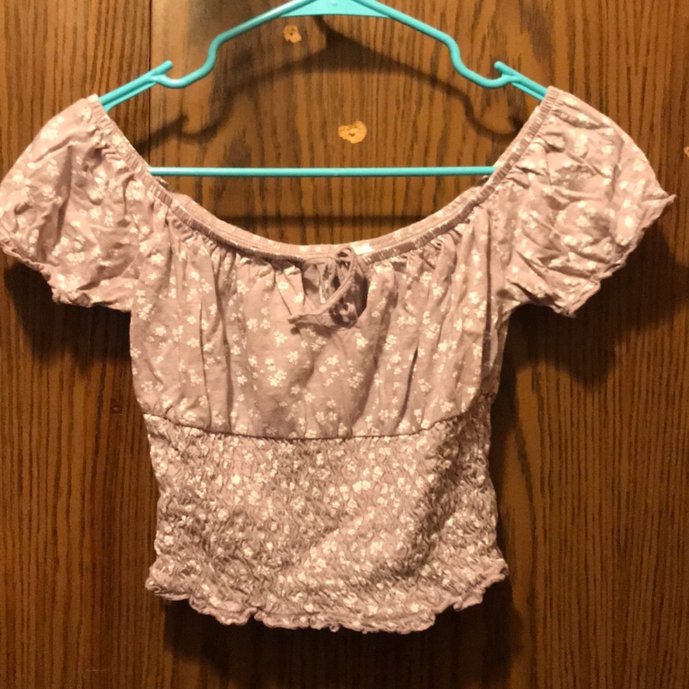 Crop top purple floral